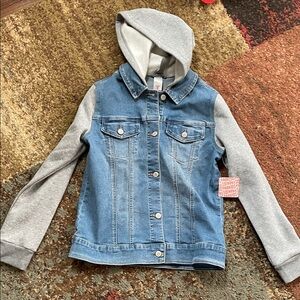 Fabkids Blue Denim Jacket with Gray Sleeves